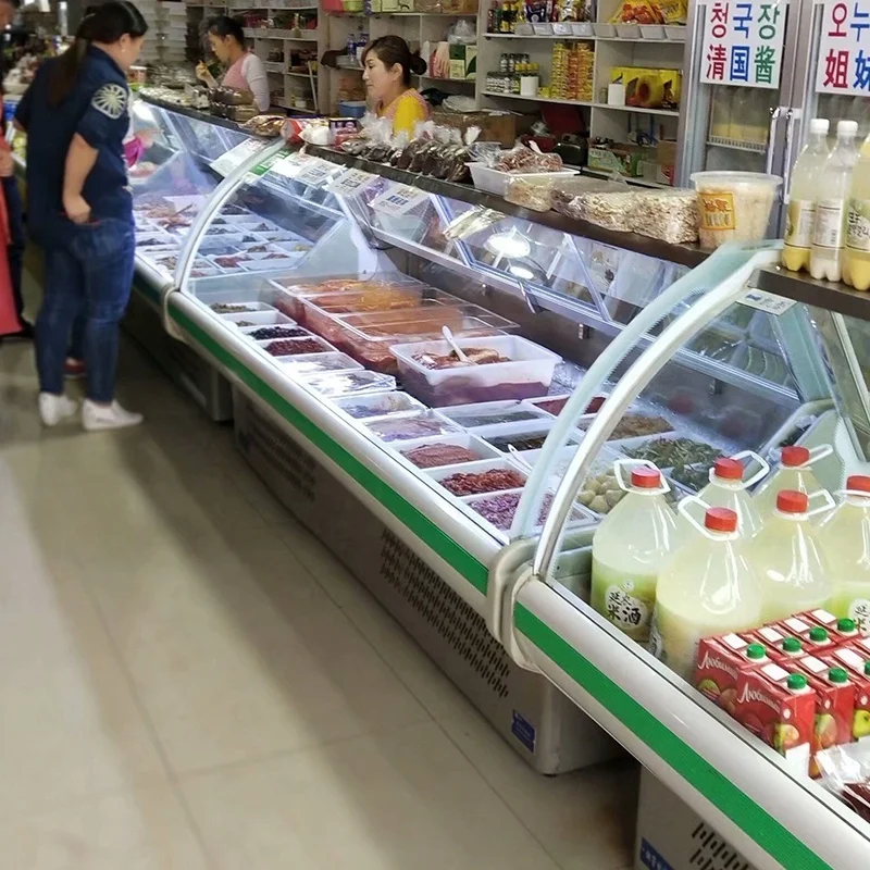 Дисплей холодильник дисплей кулер для продажи мяса горячие Одиночная температура стеклянная дверь охладитель морозильник