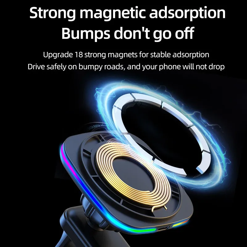 2024 Factory New  15w Fast Charging Magnetic Wireless Charger Car Phone Holder For Iphone