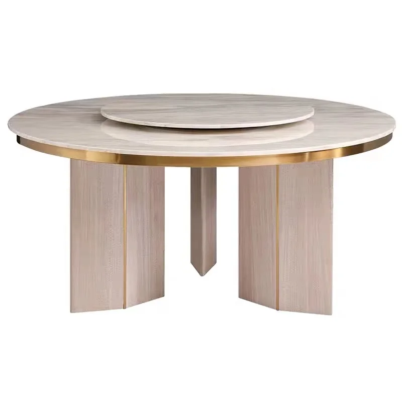 Real foshan furniture factory Custom Interior dinner room furniture luxury round white marble dining table set