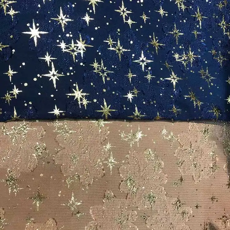 Новое поступление тканая металлическая шифоновая Золотая фольга ткань из полиэстера с бронзовым принтом для женской одежды