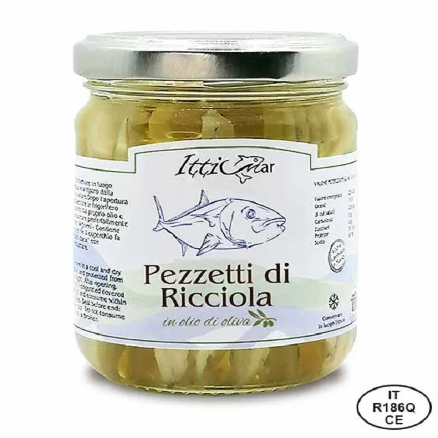 Hot Sale 100% Amberjack in Olive Oil Handmade artisanal Glass Jar Canned Tuna Salt Preserved Fish Pieces