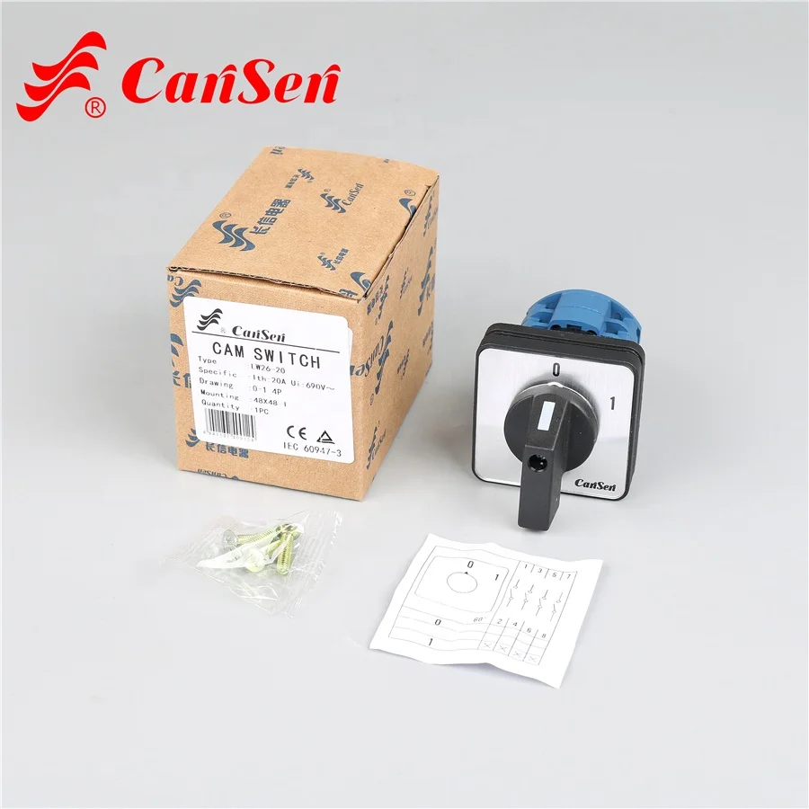 Cansen LW26-20 поворотный Кулачковый выключатель переключения 0-1 4p, испытательный аппарат электродвигателя, сварочный аппарат