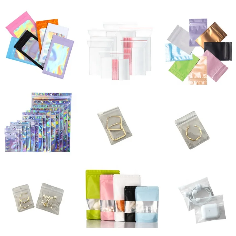 Прозрачная самозакрывающаяся пластиковая Розничная упаковка с молнией золотого и серебряного цвета пакет на молнии розничная отверстием для подвешивания
