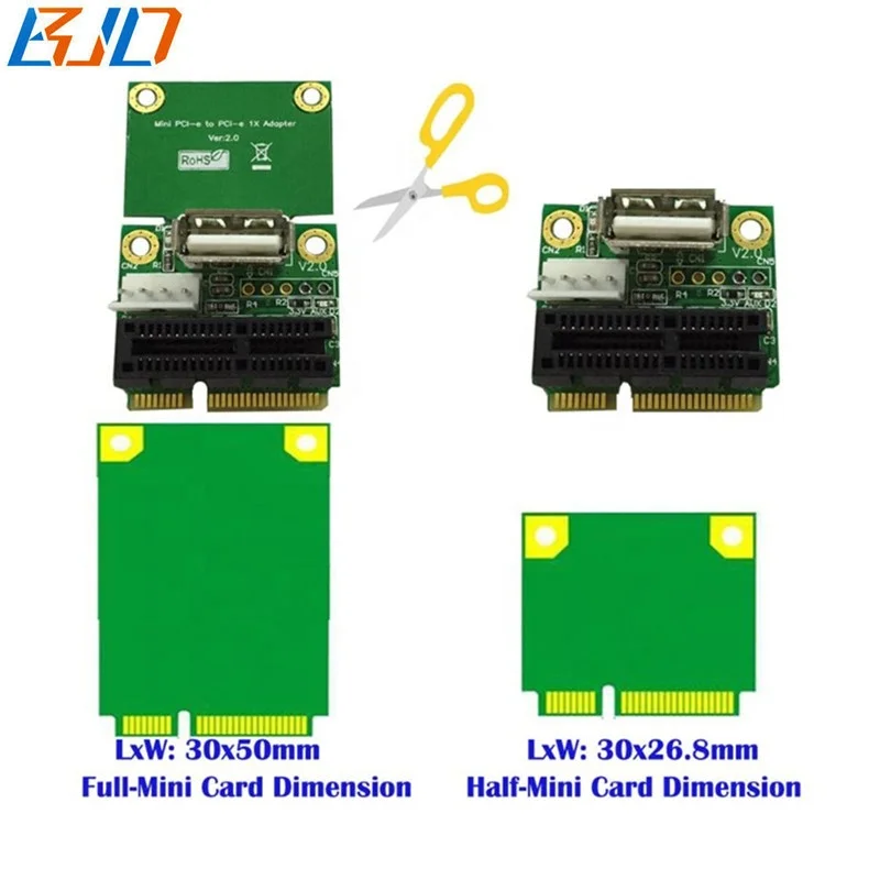 Mini PCI-E MPCIe to PCI Express PCIe 1X Slot Adapter Converter Riser Card with USB 2.0 Connector