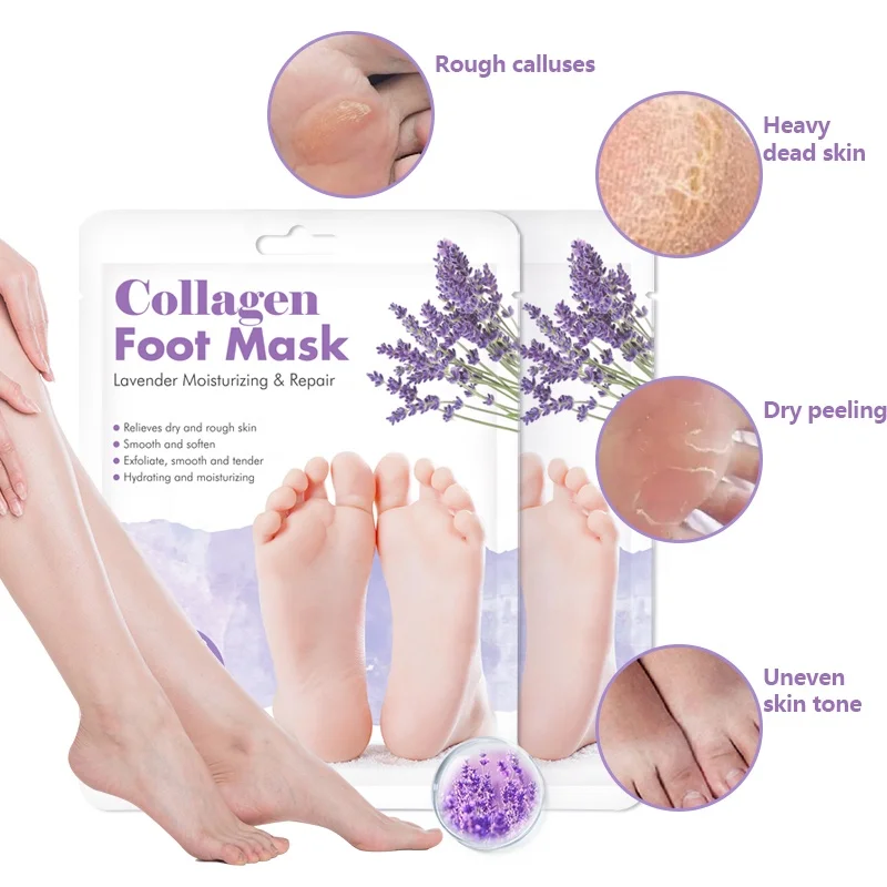 Foot Care Mask Customized Wholesale Oem Good Quality Foot Masking Socks Moisturizing Lavender Oil Foot Mask for Dry Cracked Feet