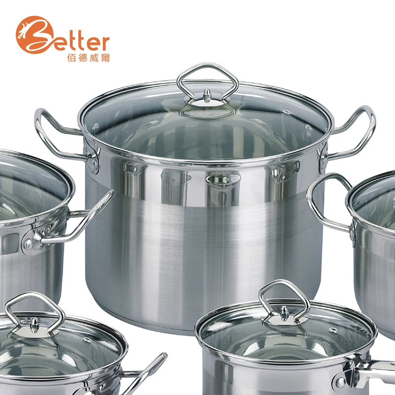 Best Selling 8Pcs German Stainless Steel Cookware Set Pot with Cast Iron Handle