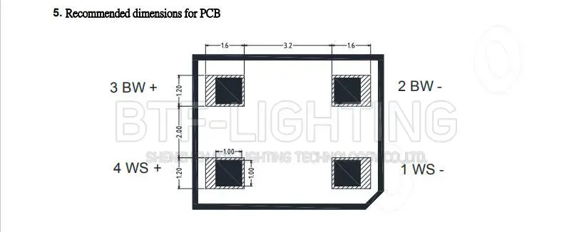  BTF5050WW двойная цветовая температура теплый белый холодный smd 5050 светодиодный чип DC5V 0 3