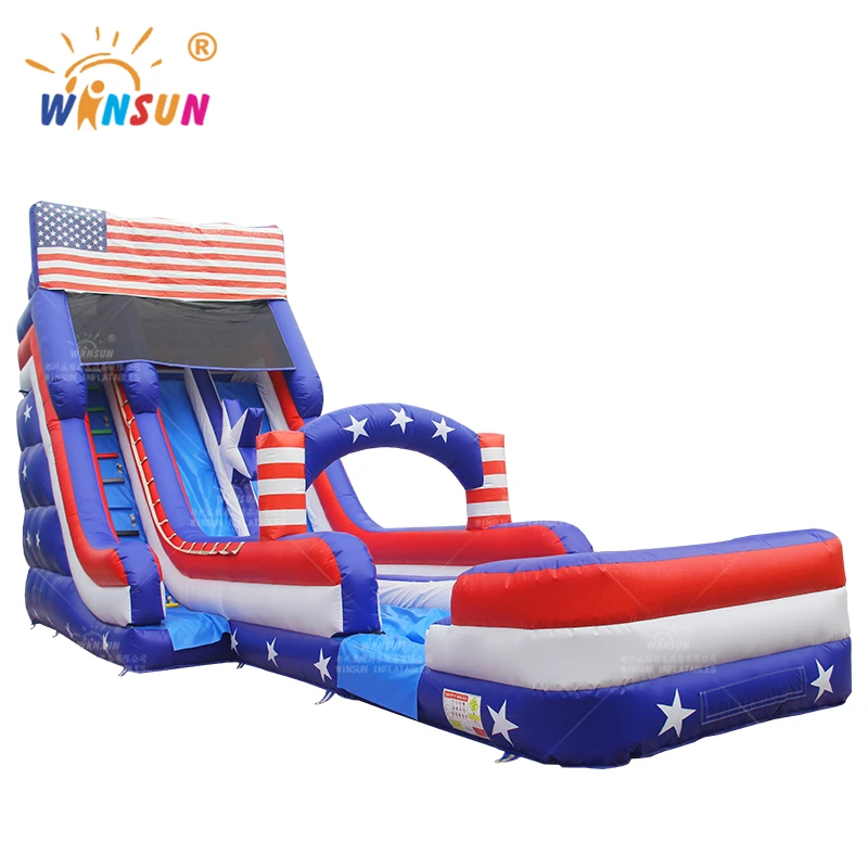 WINSUN 20ft stars and stripes double line water slide Custom commercial backyard giant slide adult and kids slide for sale