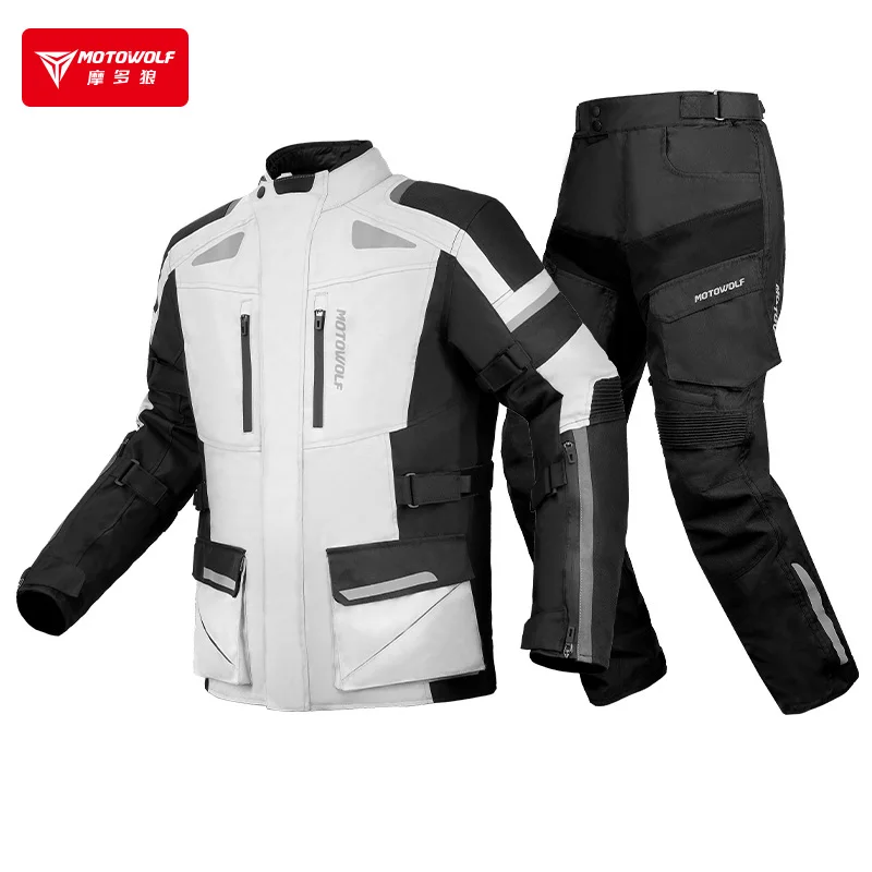 Motorcycle racing suit built-in CE certificated protective gear rally suit jacket and pants