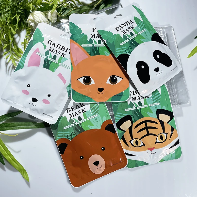 Wholesale Hot Sale Beauty 5 Types Face Sheet Mask Firming Brightening Cute Animal Hydrating Skin Care Facial Mask