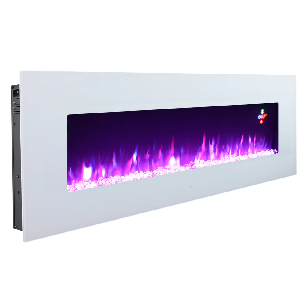 factory sale 40 50 60 70 inch 3d led flame wall mounted  large big long white indoor electric fireplace heater