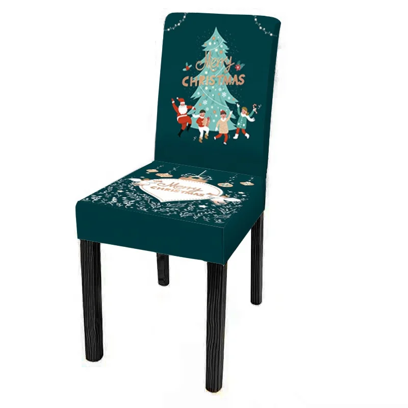 Christmas Chair Cover Christmas Snowman Sant Dining Chair Cover Universal Spandex Elastic Chair Slipcover