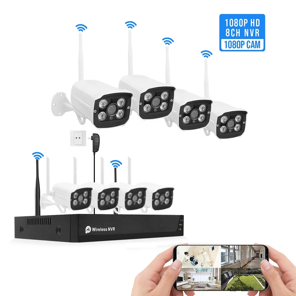 Sistema De Camaras Manufacture CCTV  Kit System Wifi Wireless NVR Kit Long Range CCTV Kit