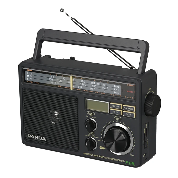 
T-09 Senior Desktop radio receiver with SD USB MP3 retro style radio fm semiconductor large knob nostalgic full band radio 