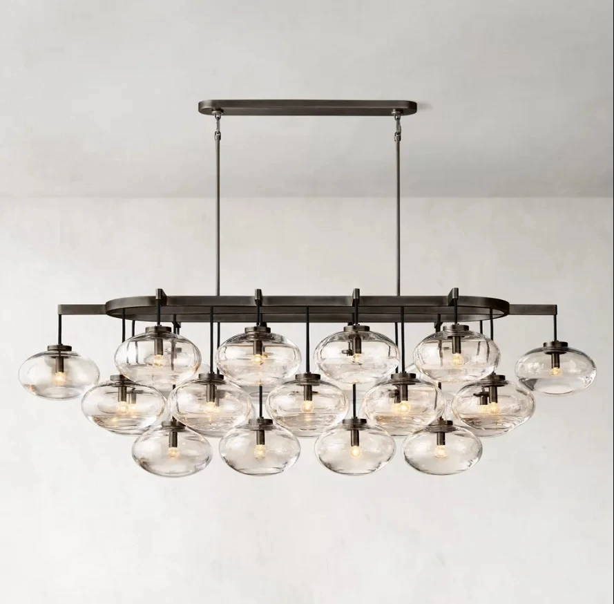 Customizable American Industrial Style Glass Pendant Light For Hotel Stairwell Living Light Big Ball Black Chandelier