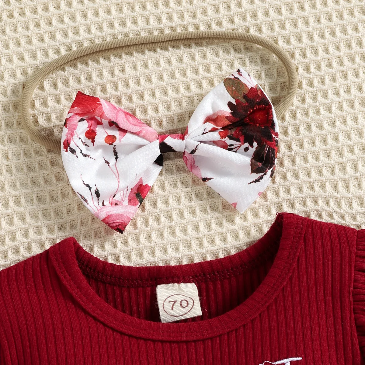 Custom Logo 1Pcs RTS Spring Autumn Bodysuit Baby Girls Newborn Infant Toddler Clothes Snap Button Ribbed Cotton Embroidered