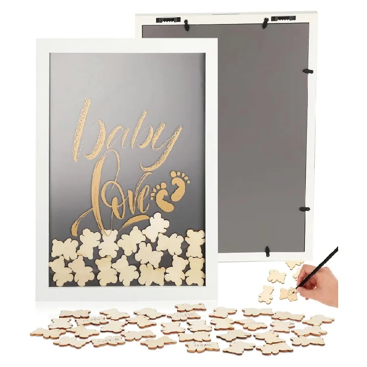 Woodland Footprint Bottle Baby Keepsake Signature Book Picture Frame Wood Frames for Keepsake Display