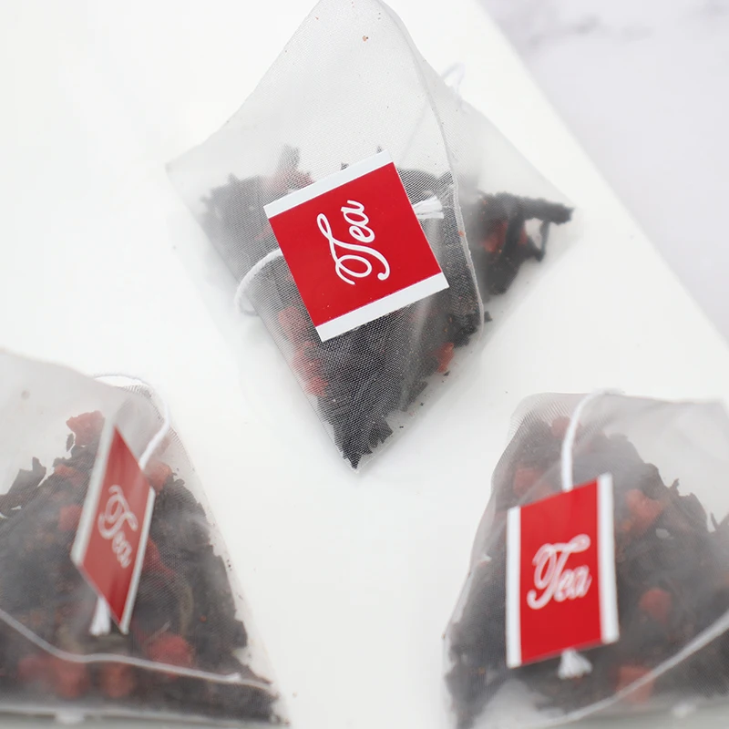 Sales of high-quality strawberry black tea can be customized processing triangle bag tea bags