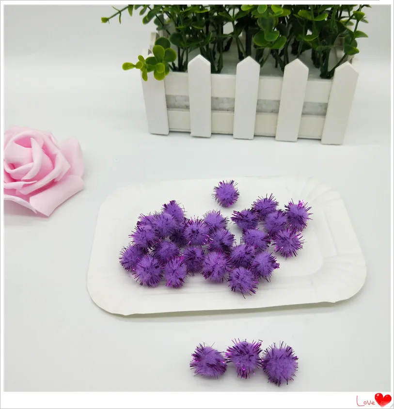 colorful pompom glitter ball Glitter Pom Poms Sparkle Balls for DIY Doll