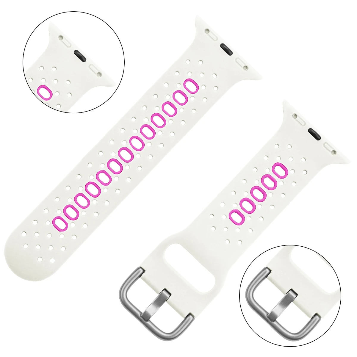 Custom Logo Rubber Strap Two Tone Golf Multiholes Silicone Rubber Wrist Watch Band for IWatch Series 7/6/5/4/3/2/1/SE