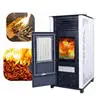 Indoor electric stoves heat and burn wood and biological particles