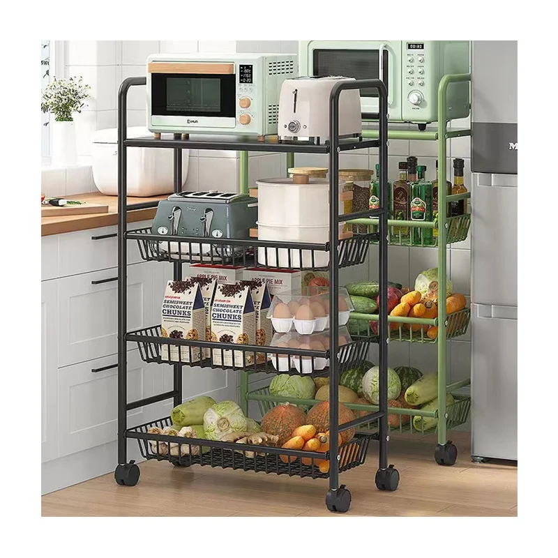 Lihangrui Home Storage metal Shelf organizer with Wheels telescopic kitchen rack Storage Holder & Rack kitchen organizer