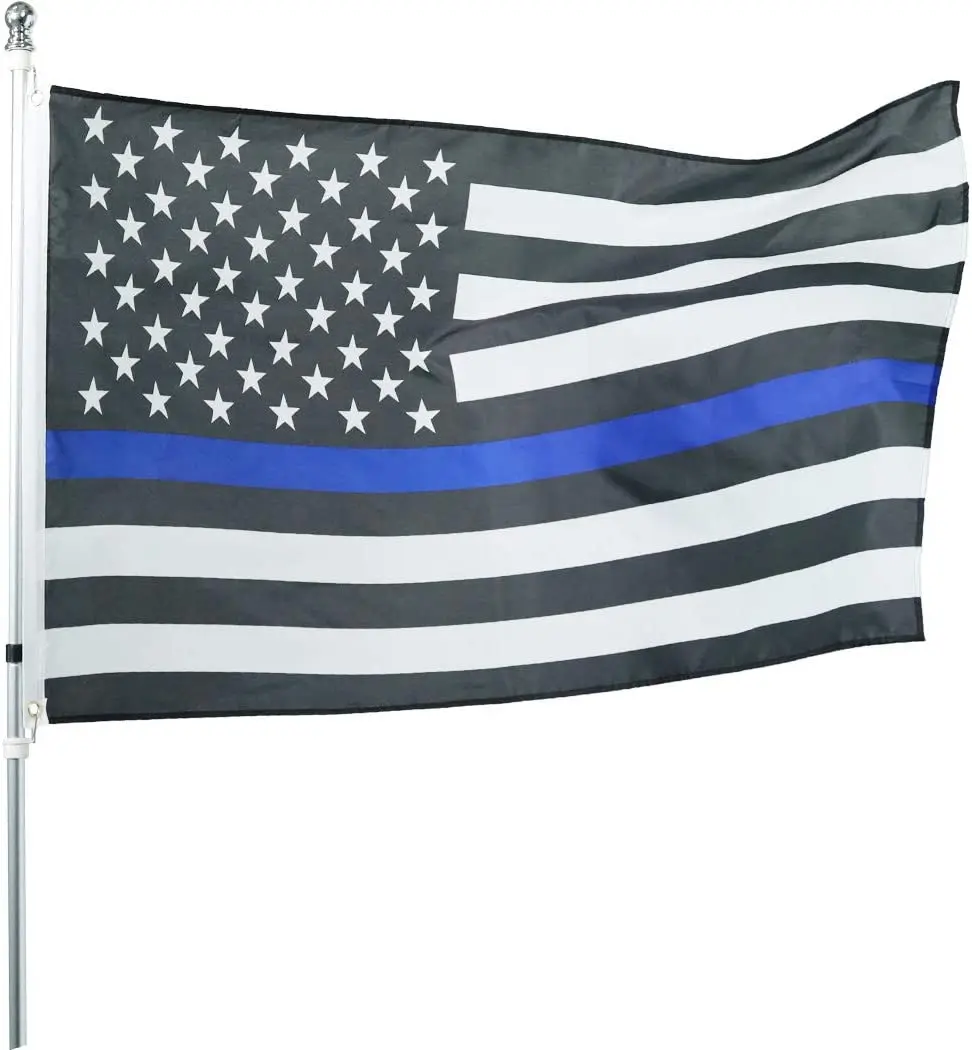 New American Thin Blue Line Police & Thin Red Line Firefighter Flag Banner