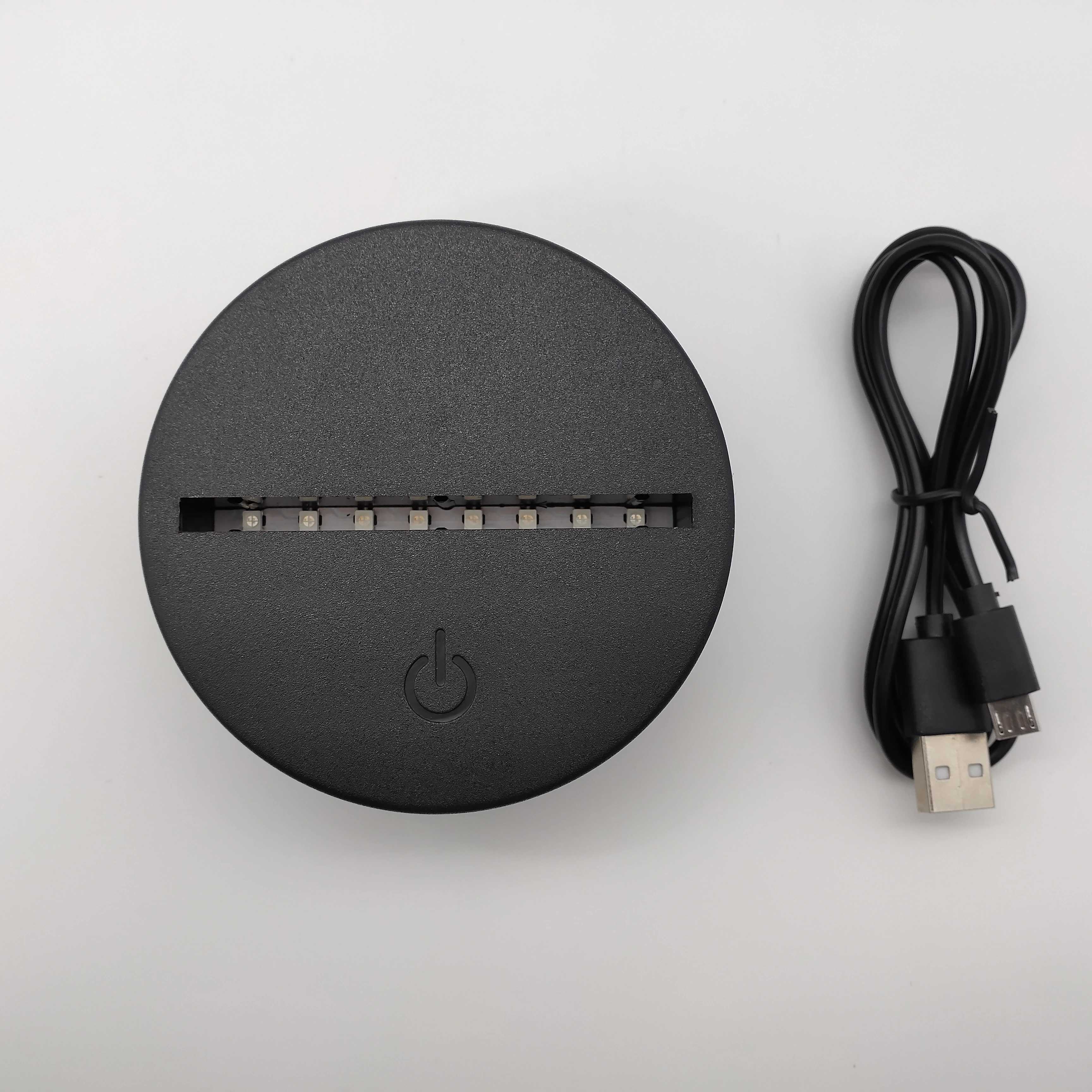 Simple Black Illusion 3D Acrylic Lamp Led Base, 3D Plastic Round Led Light Base