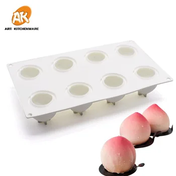 AK 8 гнезда пресс-формы персика формы силиконовые мусс для пирожных литров булочных кухонные принадлежности Кондитерские инструменты выпечки Форма шоколада MC-128