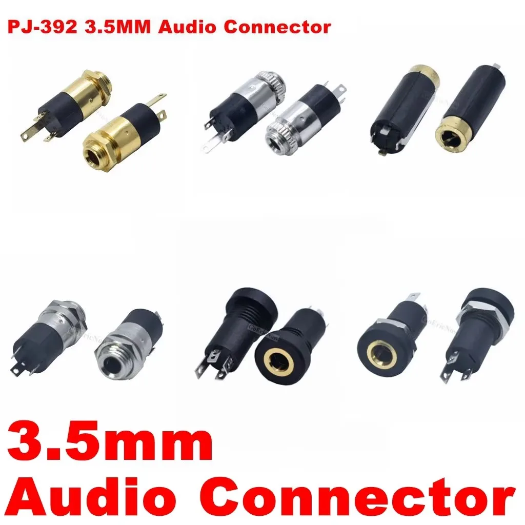 PJ-392A 3/4 Pin 3.5mm Audio Jack Socket 3/4 Pole Stereo Solder Panel Mount 3.5 mm Headphone Female Socket Connector With Nut