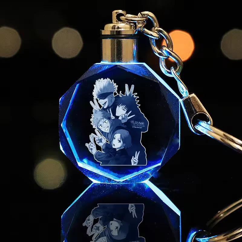 Anime Periphery Jujutsu Kaisen Keychain Character Itadori Yuji Pendant Luminescence Crystal keychain Light in Dark