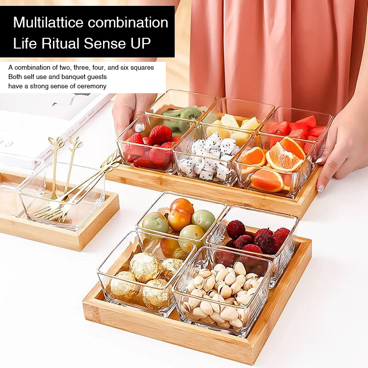 Nordic light luxury creative home coffee table serving tray fruit snack melon seeds wooden frame fruit plate storage dish