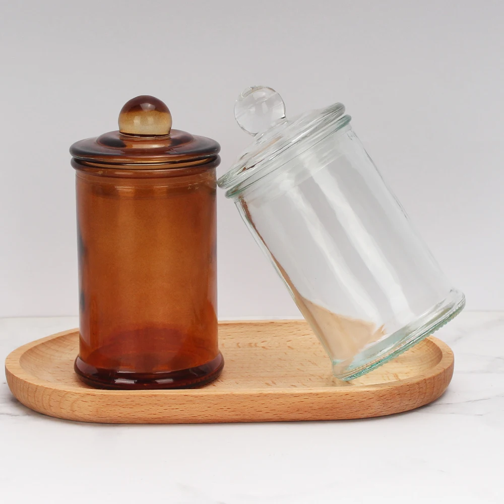 Classic 8oz Thick Glass Jars with Metal Lids Crystal Votive Candle Stick Holders Clear Round Candle Making Jars