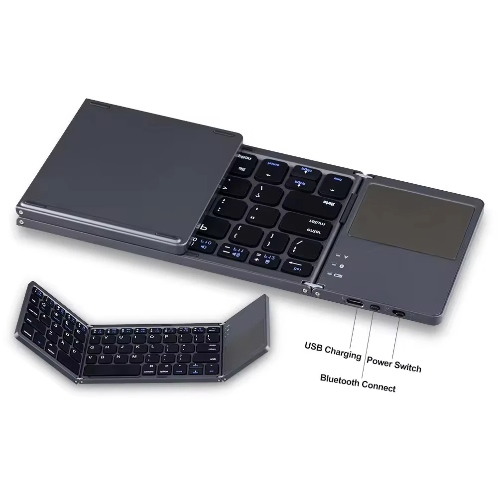 Mini Folding Bluetooth Keyboard Bluetooth Foldable Mini Keyboard For pc touchpad Portable Wireless Folding Keyboard
