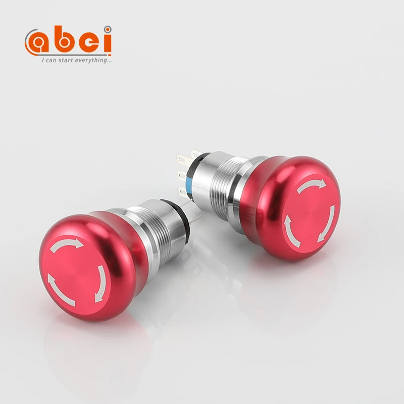 19mm Waterproof Metal Latching Emergency STOP Mushroom Push Button Switch 1NO 1NC  Rotary Switch