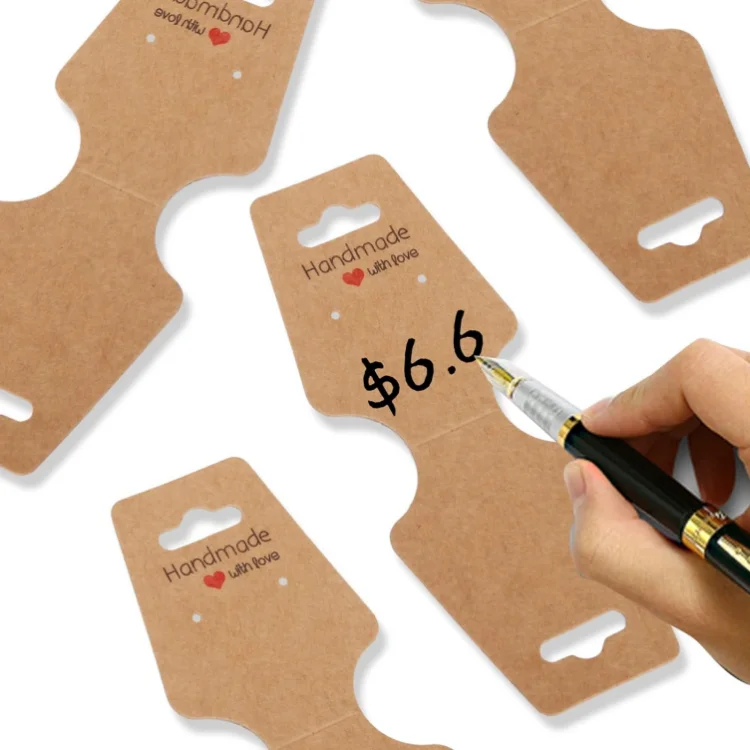 100PCS Earrings Jewelry Packaging Display Cards Self Adhesive Sturdy Kraft Paper Necklace Holder Cards  for Small Business