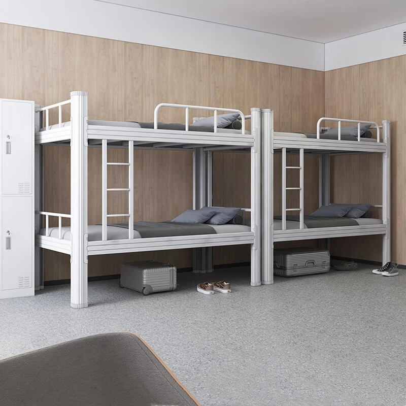 Knock-Down Double Decker Metal Bed Design For Adult Bedroom Dormitory Children Bunk Beds With Stairs