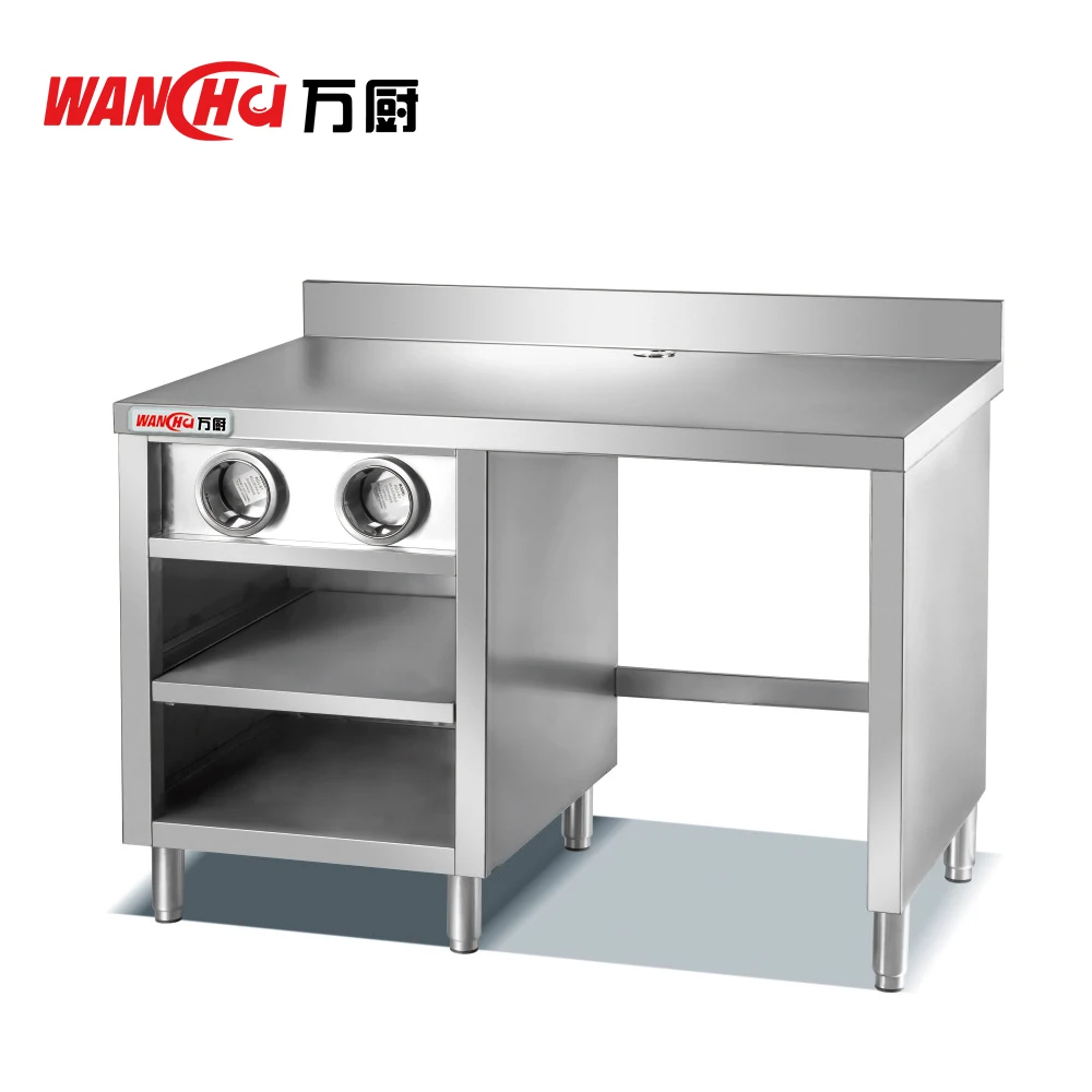 Custom Sizes Kitchen Cabinet Set Metal Wine Bar Cabinet Stainless Steel Working Table With Drawer and Over-Shelves