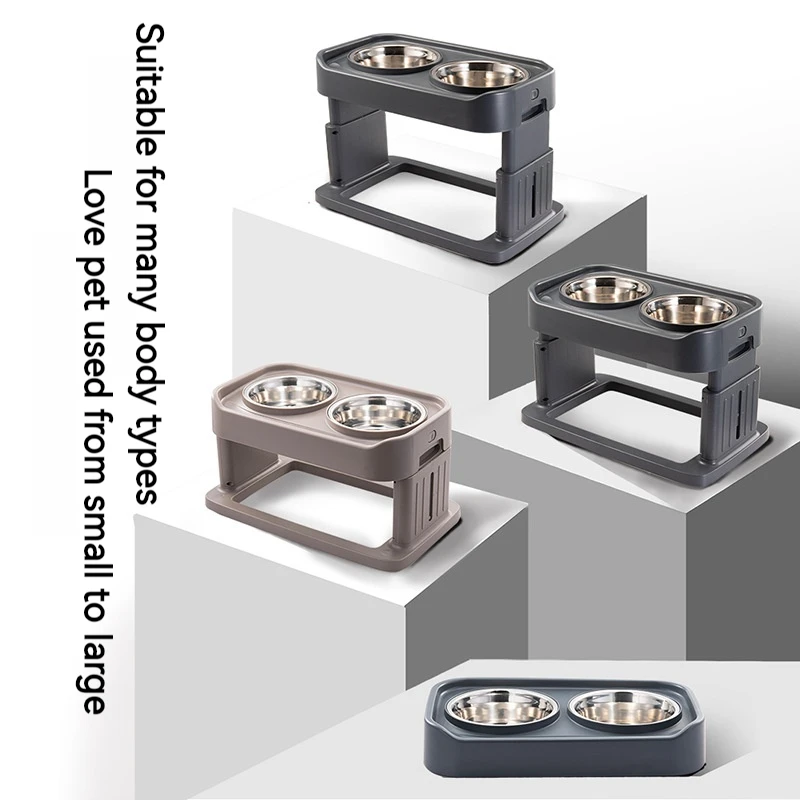 Adjustable Stainless Steel Folding Pet Bowl Amazon Cross-Border Dog Feeder & Bowls for Pets