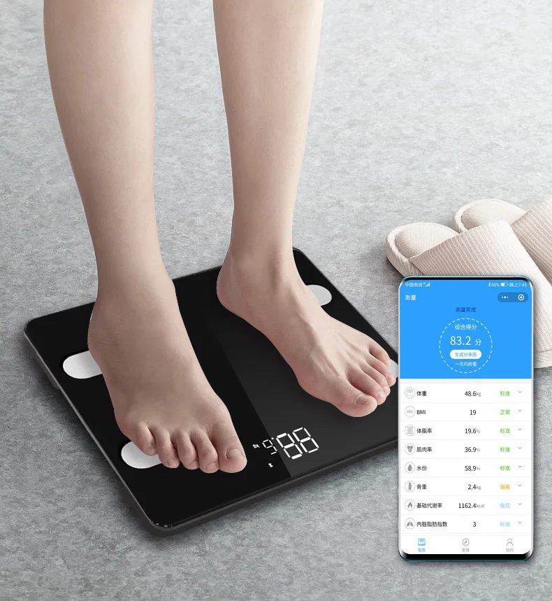 Multiple Languages Function Full Body Composition Analysis Body Weight Scale For Workout BMI Weight Loss
