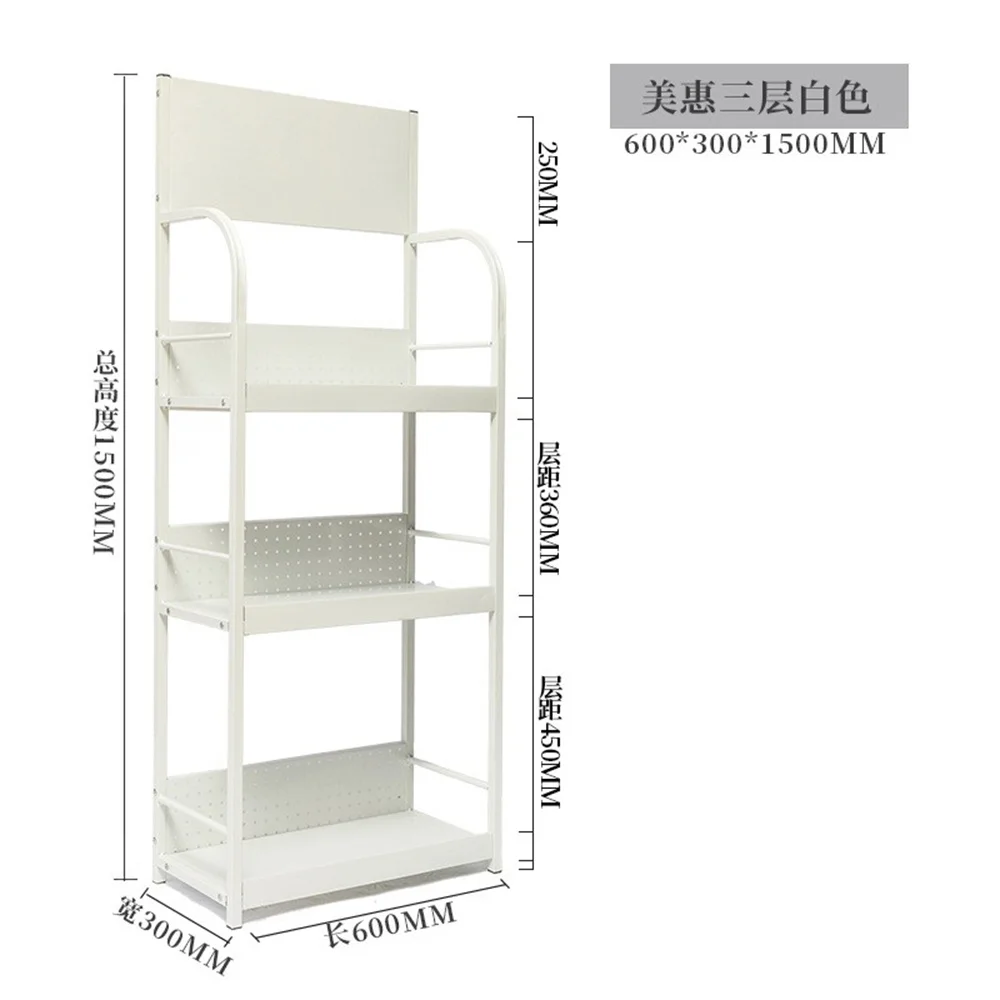 M006 60x30x150cm 3 Layers Custom Printing Metal Material Tools Display Stand Rack with Wheels
