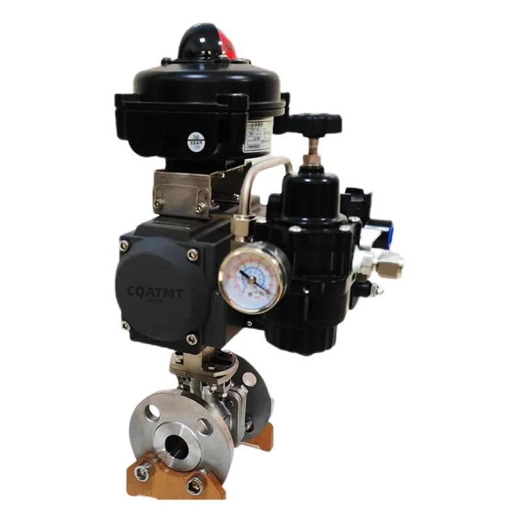 CQATMT Flanged Stainless Steel Pneumatic Ball Valve High Pressure Actuated Ball Valve Flange Stainless Steel Ball Valve