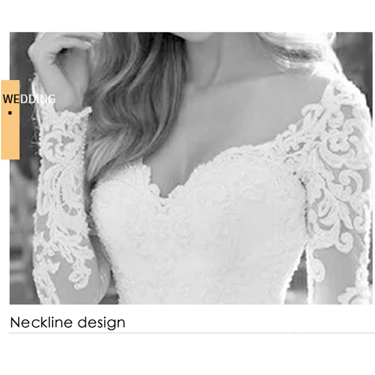 Factory Direct New Custom Size Dress Long Sleeve Wedding Dress Bridal Gown Lace Wedding Dress