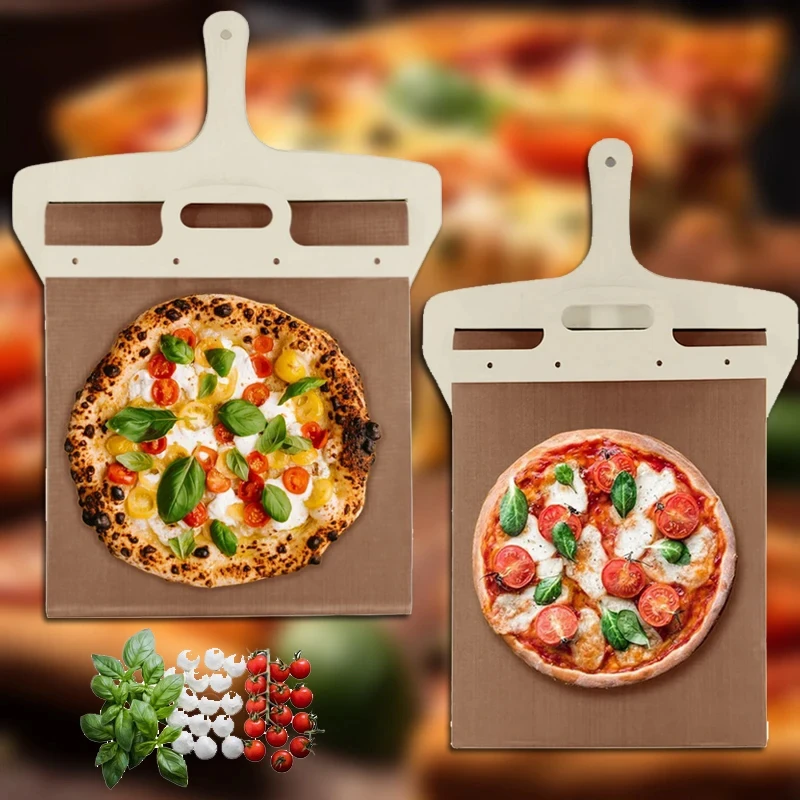 Wooden Sliding Pizza Shovel Portable Pizza Peel Pizza Spatula Paddle with Handle Baking Supplies Kitchen Tools