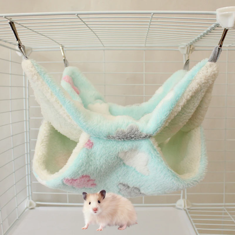 Wholesale Cute Warm Pet Hanging Nest Sleeping Bag Small Pet Plush Double-Deck Layer Hammock for Cat Hamster Squirrel