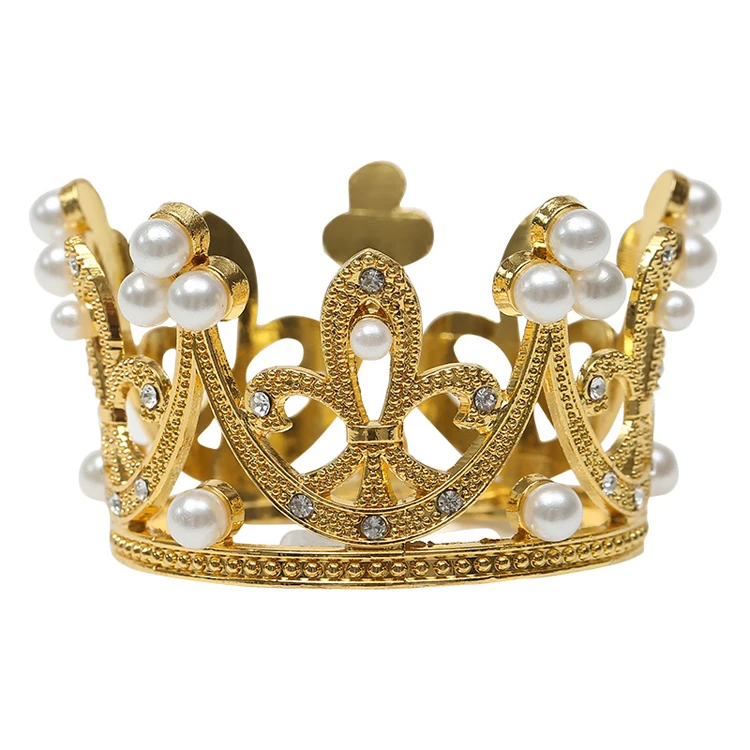 Birthday Crystal Alloy Baby Crown Silver Pearl Gold mini Rhinestone Tiara and Crowns For kids
