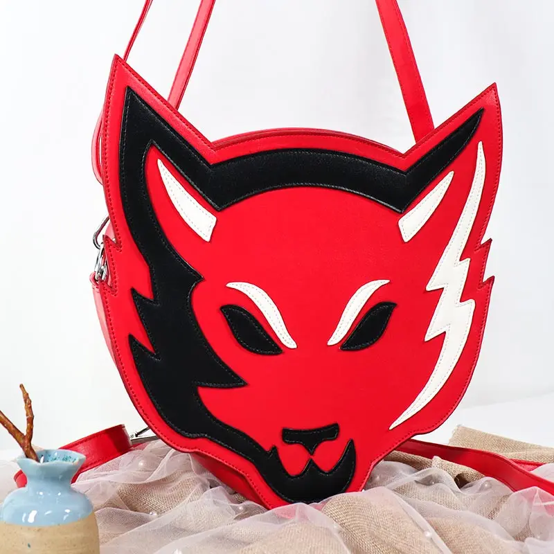 Custom Vegan Leather Animal Head Shaped Messenger Bag Gothic Style School Backpack Unique