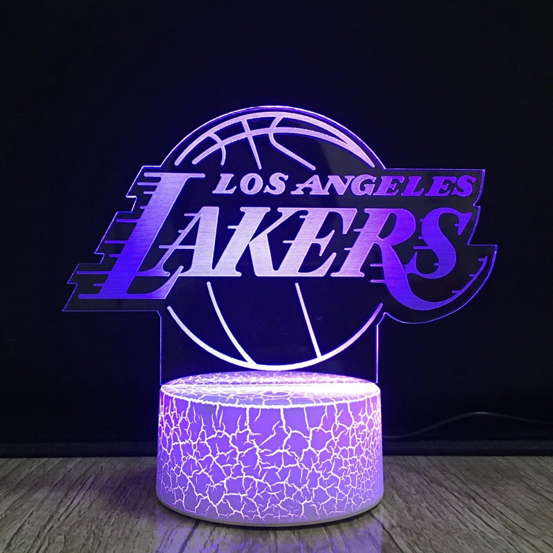 LED Basketball Team Lakers 3D Optical Illusion Lamp Smart 7 Colors Night Light Table Lamp