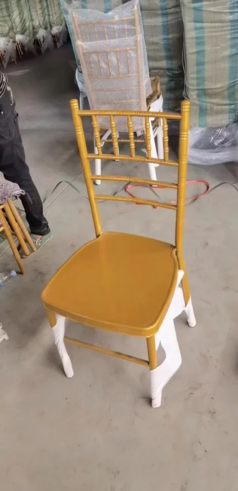 Wholesale Morden Golden Transparent White Metal Portable Party Banquet Event Wedding Hotel Chair