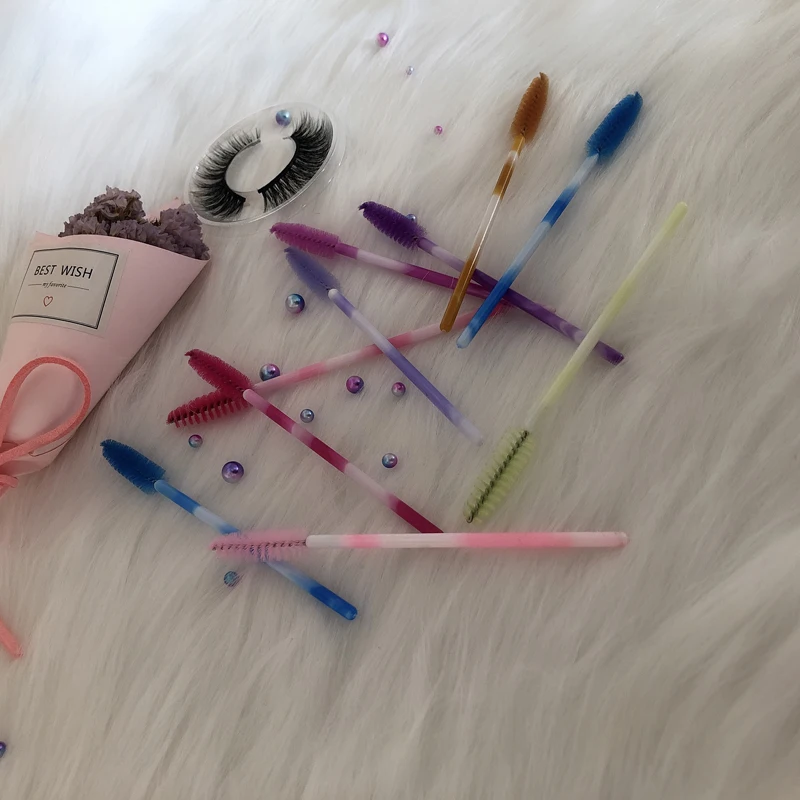 
eyelash brush applicator mascara wand private label nylon plastic disposable mascara brush for eyelash extensions makeup brush 